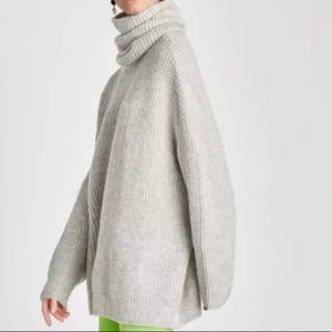 Zara Grey Oversized Roll Neck Sweater 